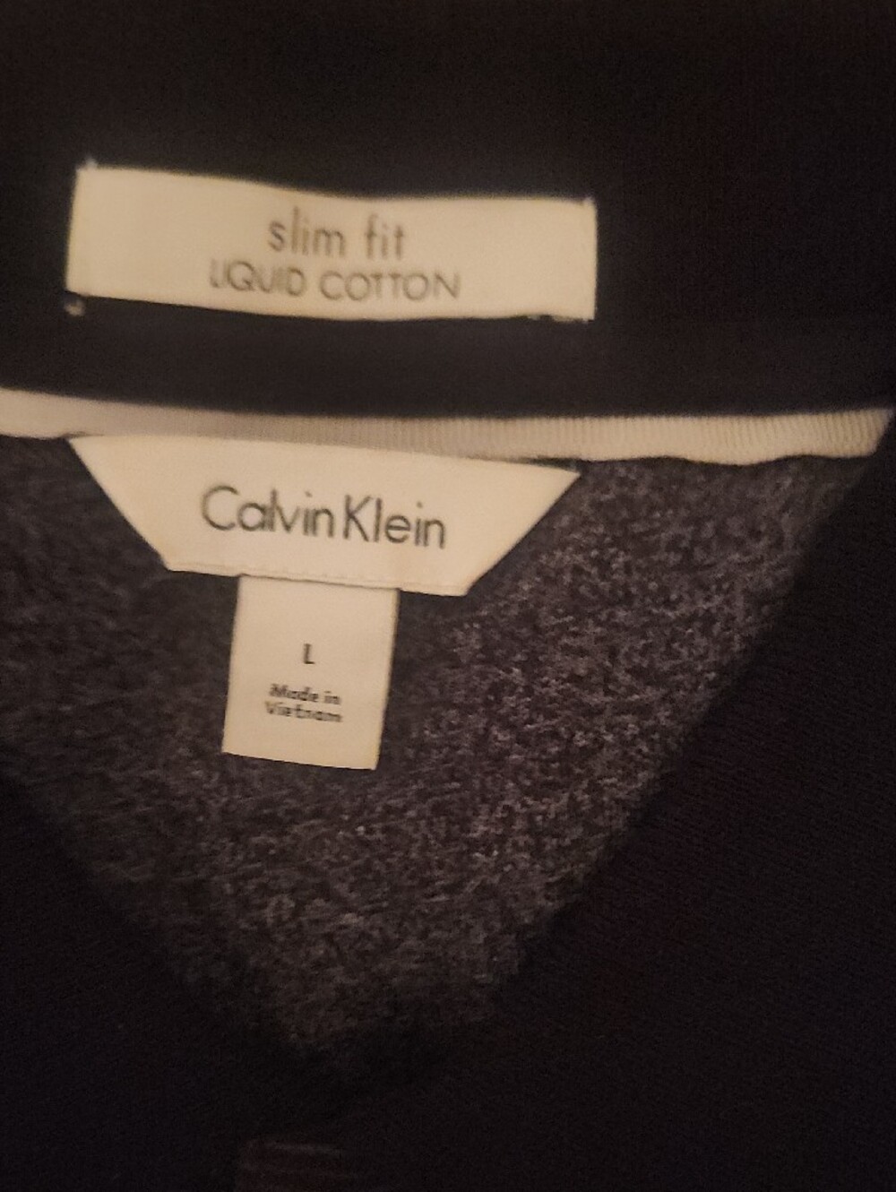 Calvin Klein Men's Black Polo with Thin White Stripes - Picture 2 of 2